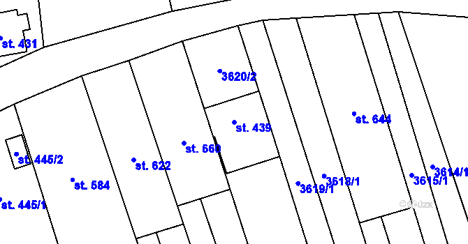 Parcela st. 439 v KÚ Lipov, Katastrální mapa