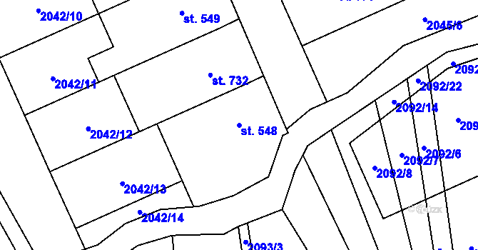 Parcela st. 548 v KÚ Lipov, Katastrální mapa