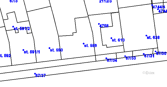 Parcela st. 589 v KÚ Lipov, Katastrální mapa