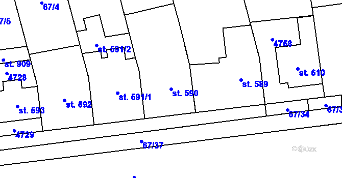 Parcela st. 590 v KÚ Lipov, Katastrální mapa