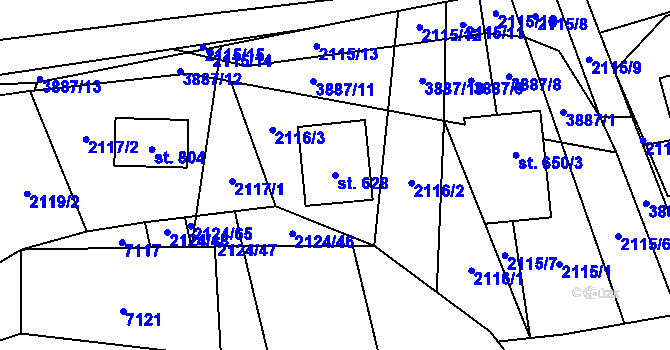 Parcela st. 628 v KÚ Lipov, Katastrální mapa