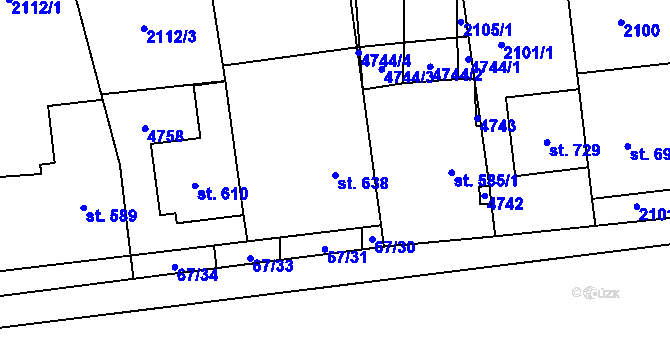 Parcela st. 638 v KÚ Lipov, Katastrální mapa