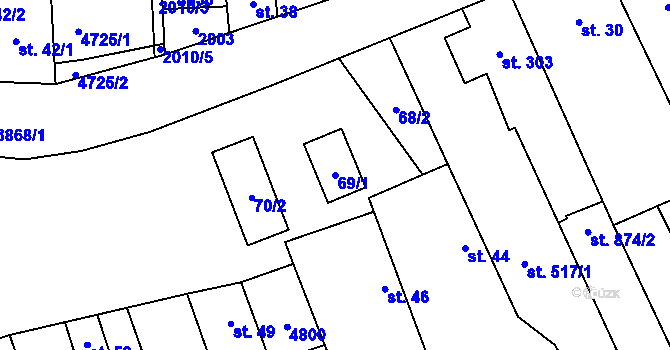 Parcela st. 69/1 v KÚ Lipov, Katastrální mapa