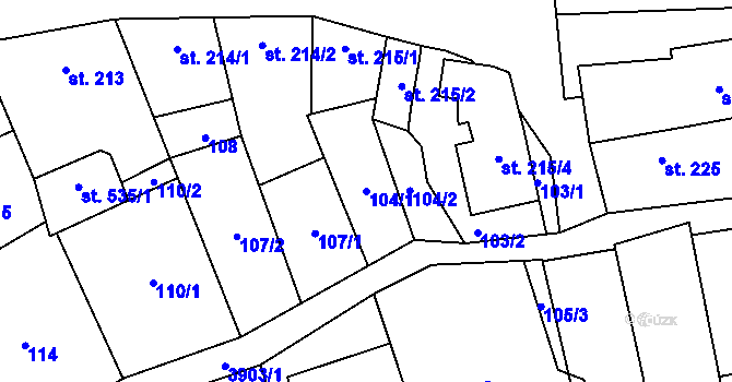 Parcela st. 104/1 v KÚ Lipov, Katastrální mapa