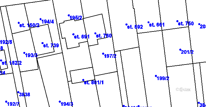 Parcela st. 197/2 v KÚ Lipov, Katastrální mapa