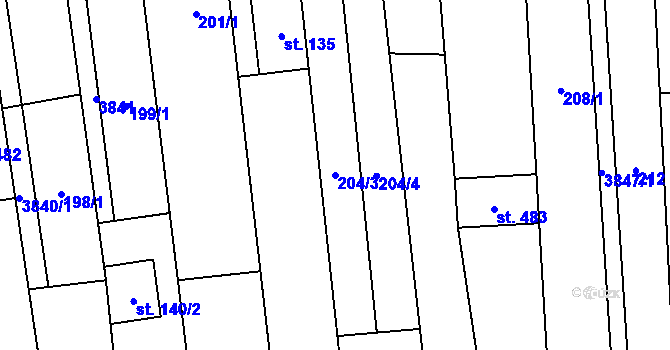 Parcela st. 204/3 v KÚ Lipov, Katastrální mapa