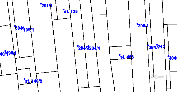 Parcela st. 204/4 v KÚ Lipov, Katastrální mapa