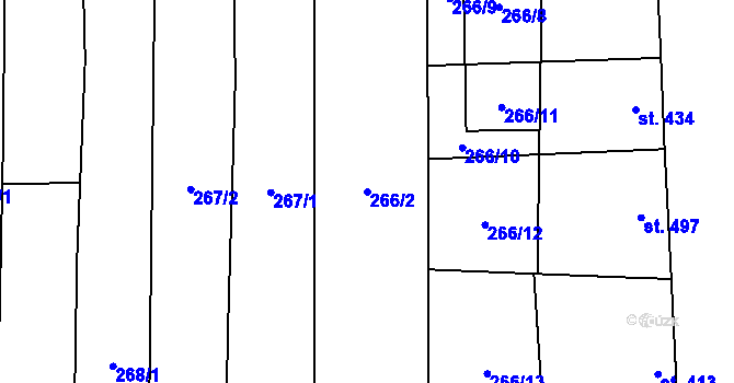 Parcela st. 266/2 v KÚ Lipov, Katastrální mapa