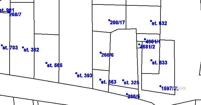 Parcela st. 266/6 v KÚ Lipov, Katastrální mapa