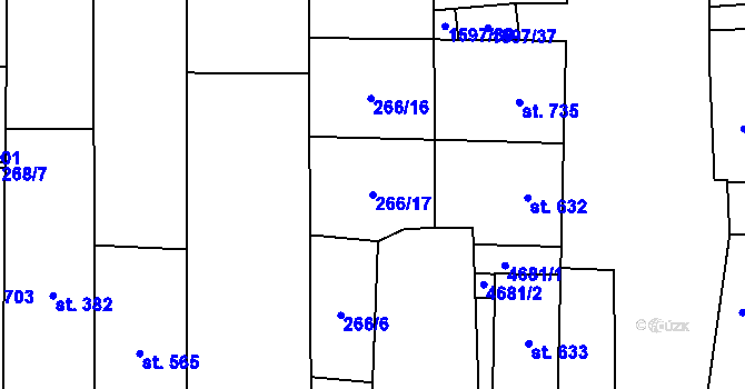 Parcela st. 266/17 v KÚ Lipov, Katastrální mapa