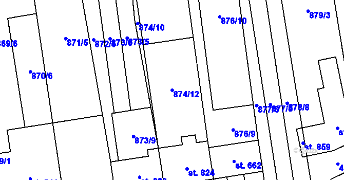 Parcela st. 874/12 v KÚ Lipov, Katastrální mapa