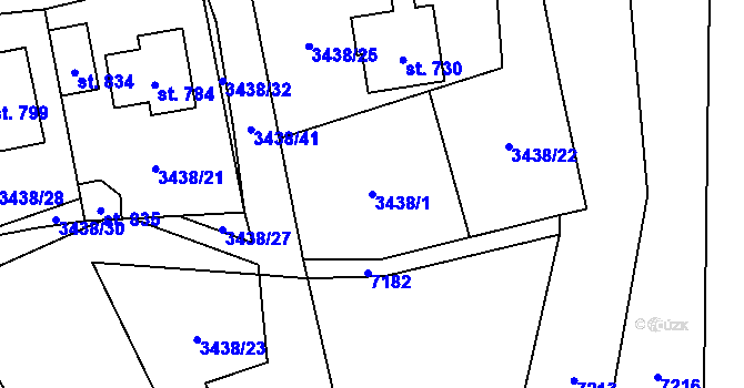 Parcela st. 3438/1 v KÚ Lipov, Katastrální mapa