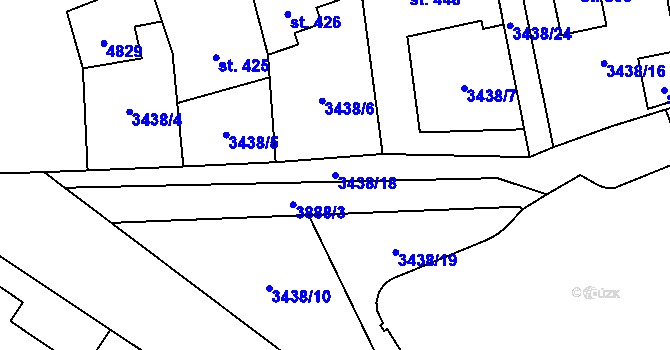 Parcela st. 3438/18 v KÚ Lipov, Katastrální mapa