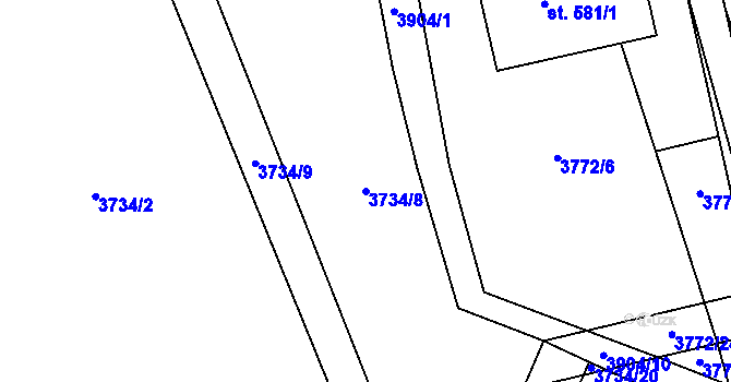 Parcela st. 3734/8 v KÚ Lipov, Katastrální mapa