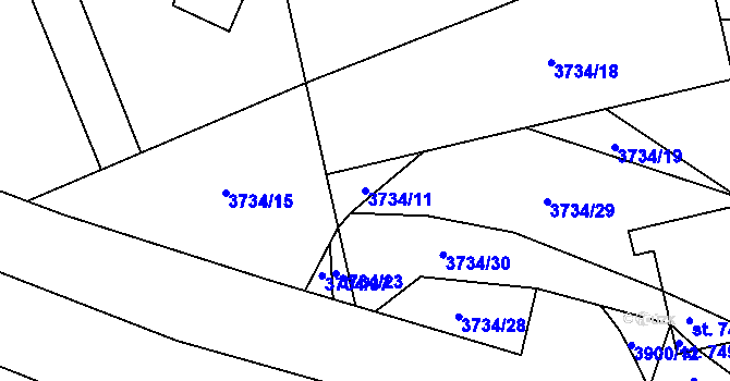 Parcela st. 3734/11 v KÚ Lipov, Katastrální mapa