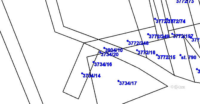 Parcela st. 3734/20 v KÚ Lipov, Katastrální mapa