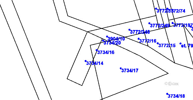 Parcela st. 3734/16 v KÚ Lipov, Katastrální mapa