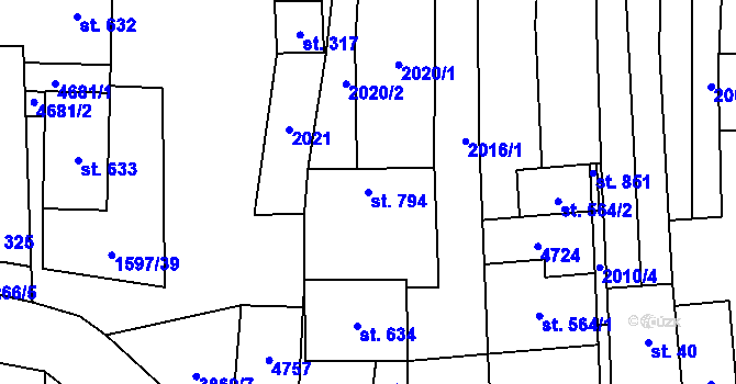 Parcela st. 794 v KÚ Lipov, Katastrální mapa