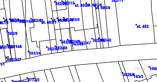 Parcela st. 352/47 v KÚ Lipov, Katastrální mapa