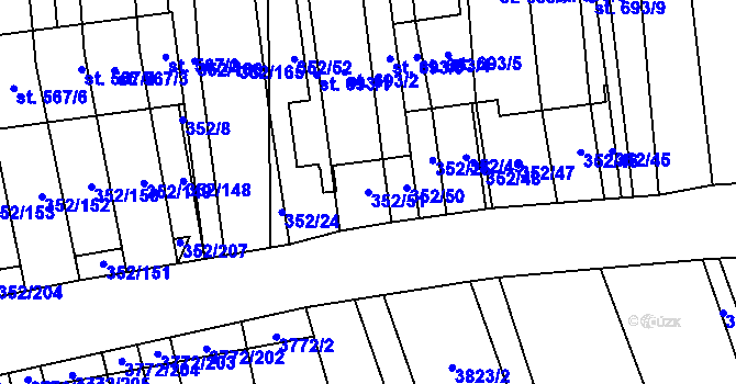 Parcela st. 352/51 v KÚ Lipov, Katastrální mapa