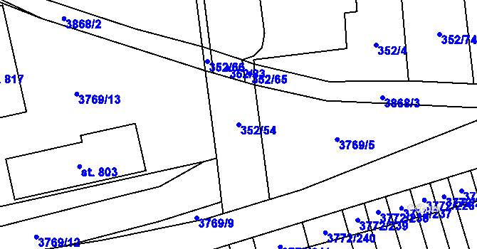 Parcela st. 352/54 v KÚ Lipov, Katastrální mapa