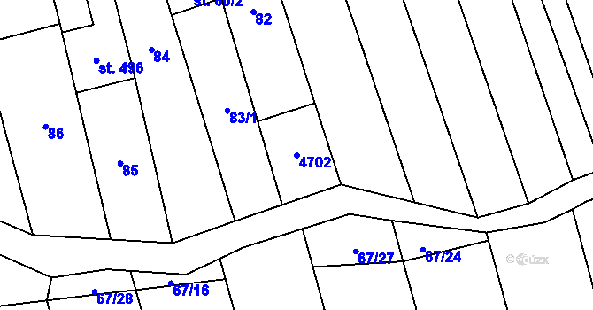 Parcela st. 4702 v KÚ Lipov, Katastrální mapa
