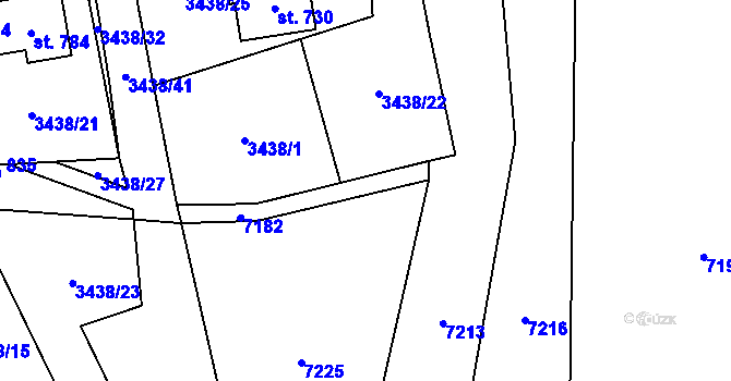 Parcela st. 3438/36 v KÚ Lipov, Katastrální mapa
