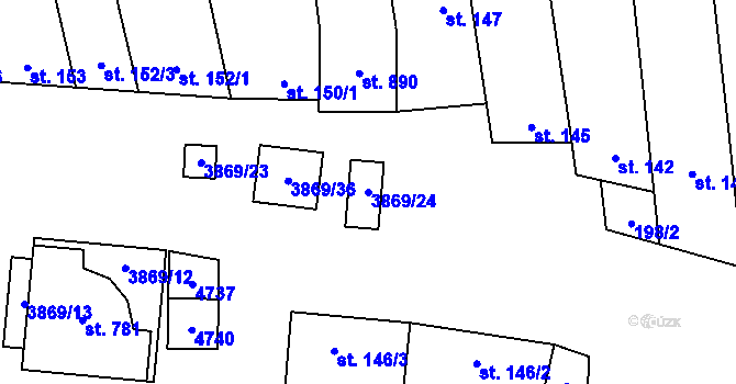 Parcela st. 3869/24 v KÚ Lipov, Katastrální mapa