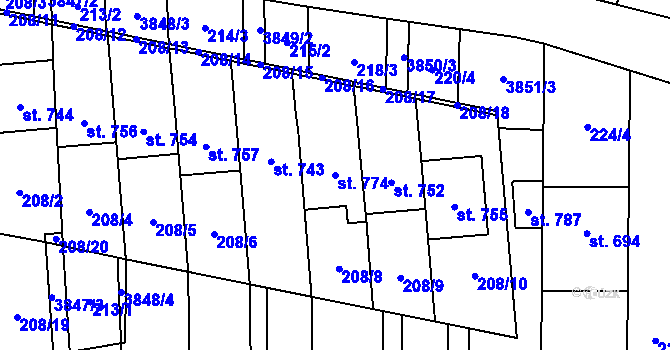 Parcela st. 774 v KÚ Lipov, Katastrální mapa