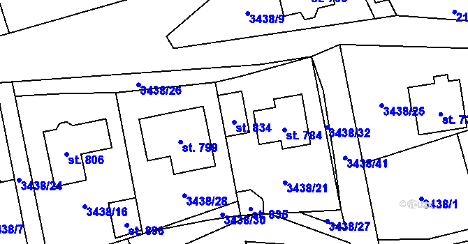 Parcela st. 834 v KÚ Lipov, Katastrální mapa
