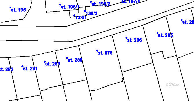 Parcela st. 875 v KÚ Lipov, Katastrální mapa