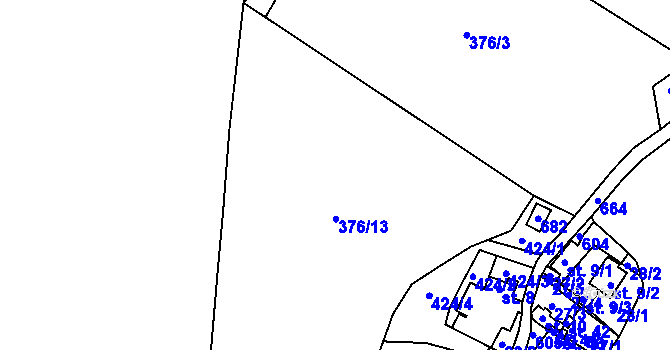 Parcela st. 376/13 v KÚ Doubrava u Lipové, Katastrální mapa