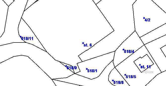 Parcela st. 6 v KÚ Horní Lipina, Katastrální mapa