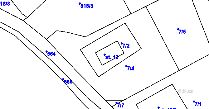 Parcela st. 12 v KÚ Horní Lipina, Katastrální mapa