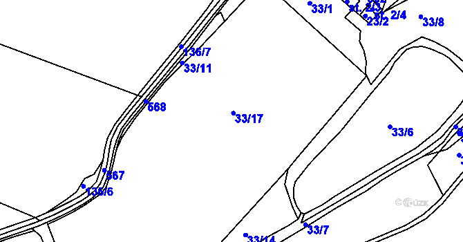 Parcela st. 33/1 v KÚ Horní Lipina, Katastrální mapa