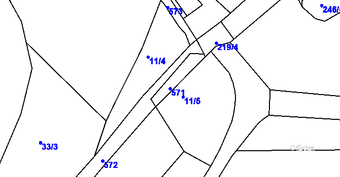 Parcela st. 571 v KÚ Horní Lipina, Katastrální mapa