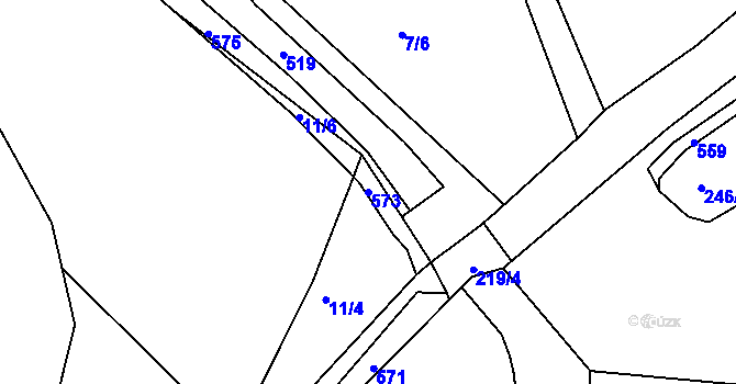 Parcela st. 573 v KÚ Horní Lipina, Katastrální mapa