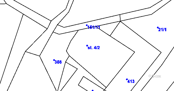 Parcela st. 4/2 v KÚ Kozly u Lipové, Katastrální mapa