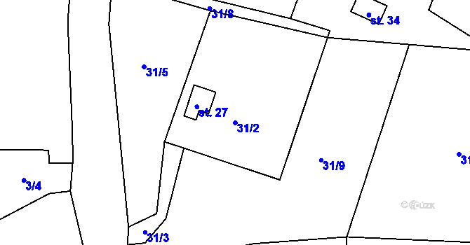 Parcela st. 31/2 v KÚ Kozly u Lipové, Katastrální mapa