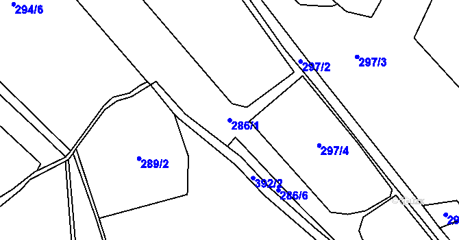 Parcela st. 286/1 v KÚ Kozly u Lipové, Katastrální mapa