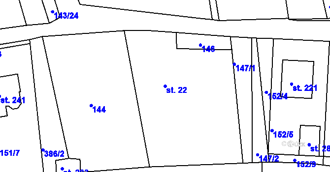 Parcela st. 22 v KÚ Lipová u Chebu, Katastrální mapa