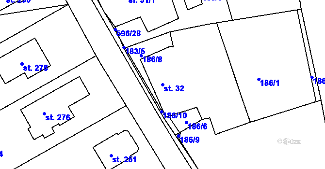 Parcela st. 32 v KÚ Lipová u Chebu, Katastrální mapa