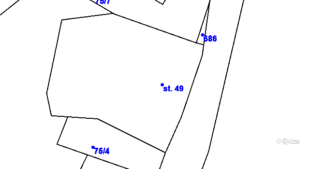 Parcela st. 49 v KÚ Lipová u Chebu, Katastrální mapa