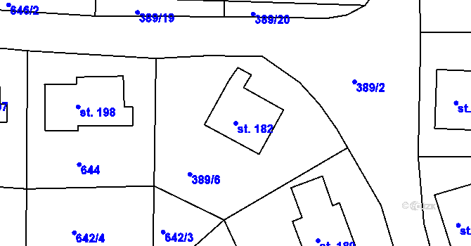 Parcela st. 182 v KÚ Lipová u Chebu, Katastrální mapa