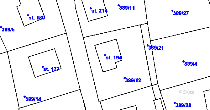 Parcela st. 194 v KÚ Lipová u Chebu, Katastrální mapa