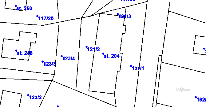Parcela st. 204 v KÚ Lipová u Chebu, Katastrální mapa