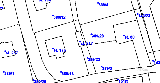 Parcela st. 217 v KÚ Lipová u Chebu, Katastrální mapa