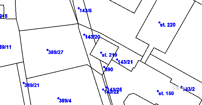 Parcela st. 219 v KÚ Lipová u Chebu, Katastrální mapa