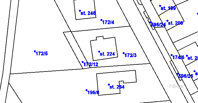 Parcela st. 224 v KÚ Lipová u Chebu, Katastrální mapa