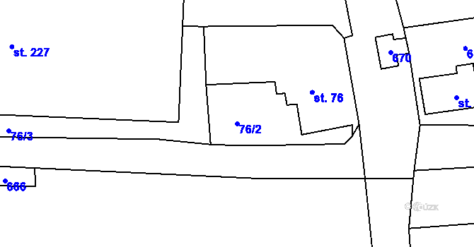 Parcela st. 76/2 v KÚ Lipová u Chebu, Katastrální mapa